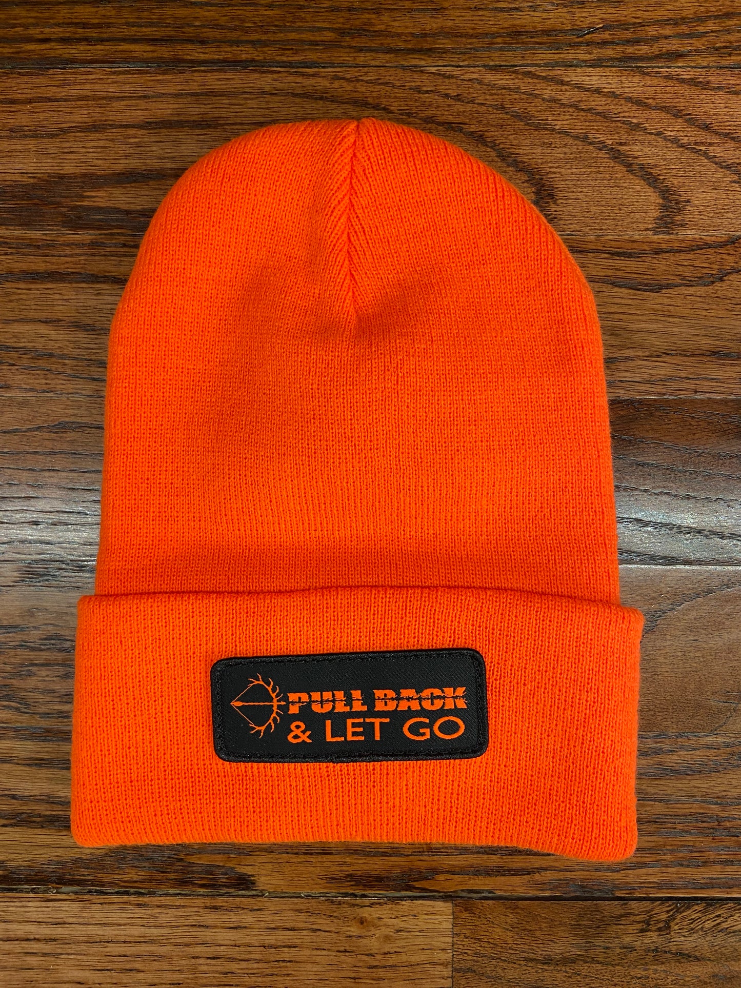 KNIT BEANIE • BLAZE ORANGE W/ PATCH